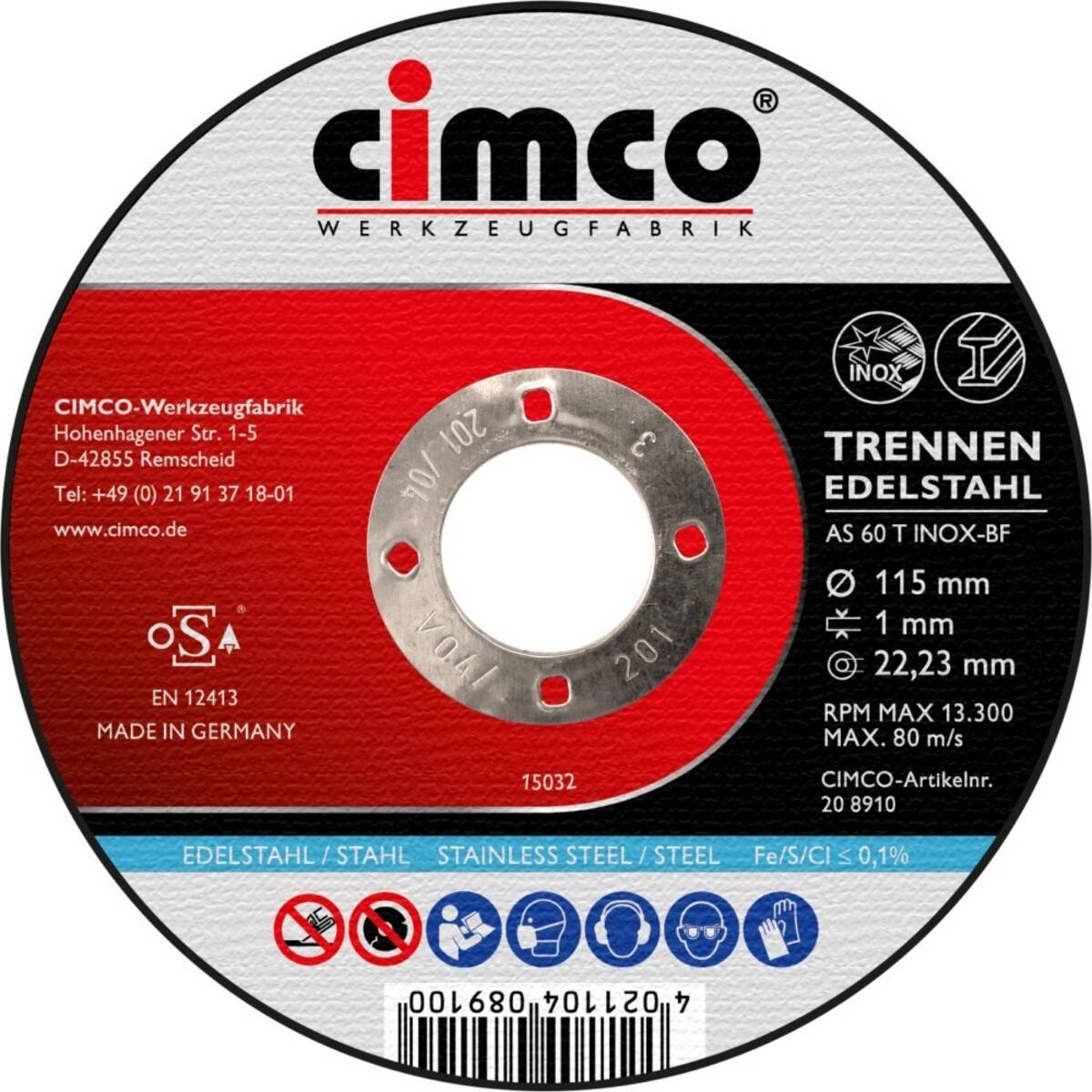 Cimco Werkzeuge Korund-Trennscheibe 208910