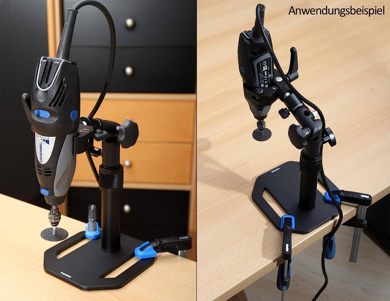 Photecs® Dritte Hand V1, höhenverstellbar bis ca. 37 cm, Halter f. Lötkolben, Dremel o. ähnliche