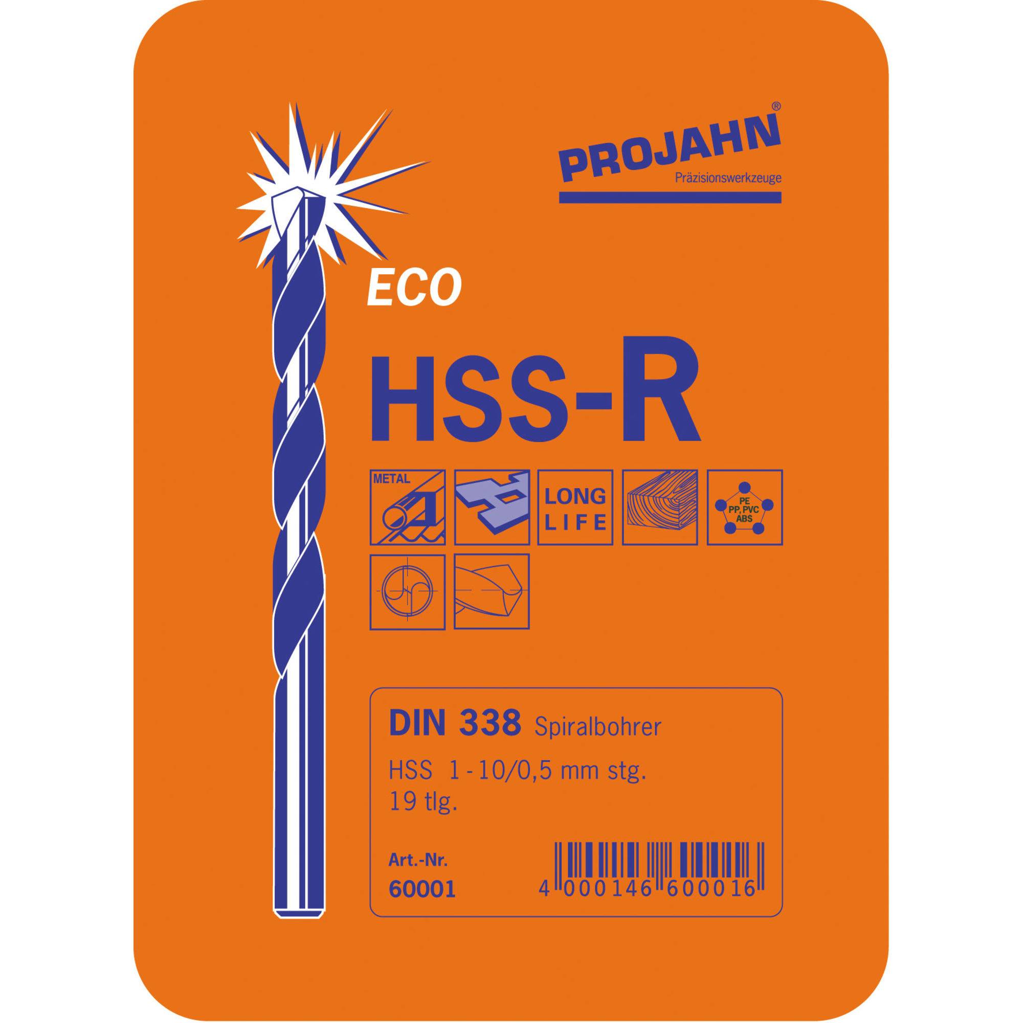 PROJAHN Bohrerkassette HSS-R 19tlg 1-10/0,5 mm ECO