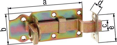 Schlossriegel L.120mm B.44mm gekr.STA galv.gelb verz.Ausschub 25mm GAH