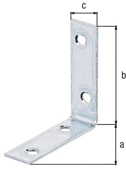 Metallhalterung mit drei Löchern auf jeder Seite zur Befestigung.