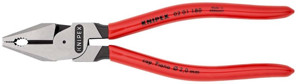 Rote Knipex-Zange mit langen Griffen und silbernen Backen, auf weißem Hintergrund dargestellt.