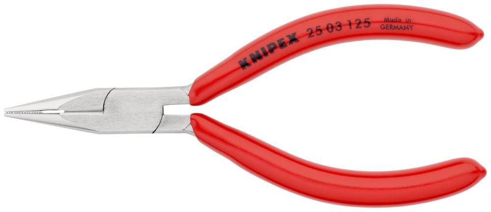 Rote Knipex-Zange mit Schneidkanten, teilweise sichtbar, auf weißem Hintergrund.
