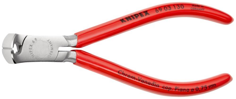 Rote Zange mit 'KNIPEX'-Branding und 'Chrom-Vanadin'-Kennzeichnung.