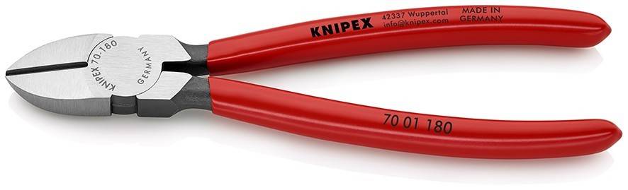 Rote Knipex-Seitenschneider mit Metallbacken, gezeigt auf weißem Hintergrund.