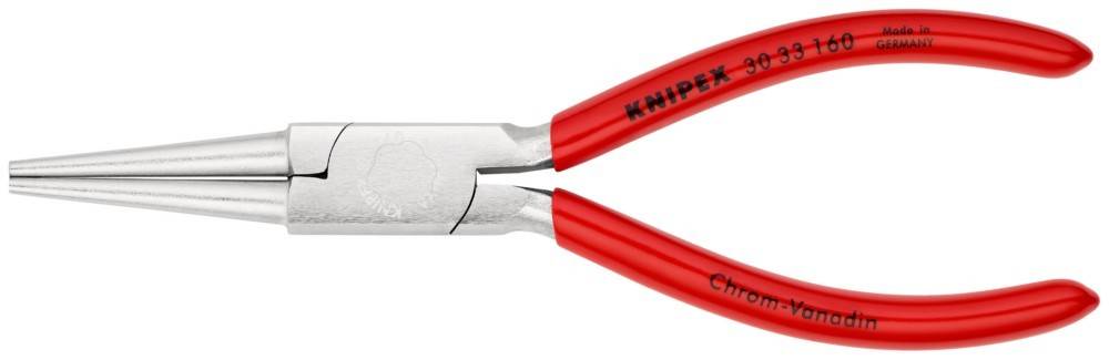 Rotgriffzange mit silberner Metallfassung. Der Markenname des Werkzeugs ist teilweise auf dem Griff sichtbar.