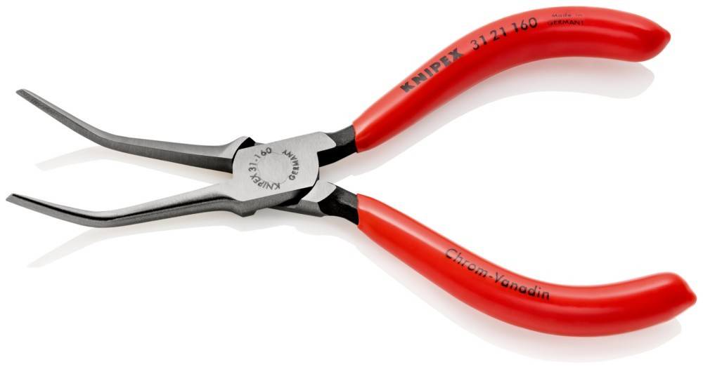 Rote Zange der Marke 'KNIPEX' mit Metallspitze. Entwickelt für Schneid- und Greifaufgaben.