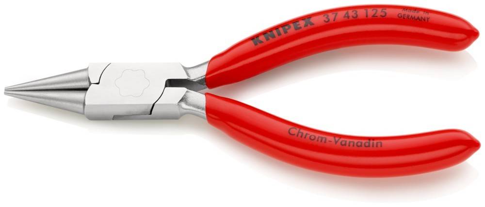 Rote Zange mit 'KNIPEX'-Branding auf den Griffen, bekannt für Langlebigkeit und Präzision.