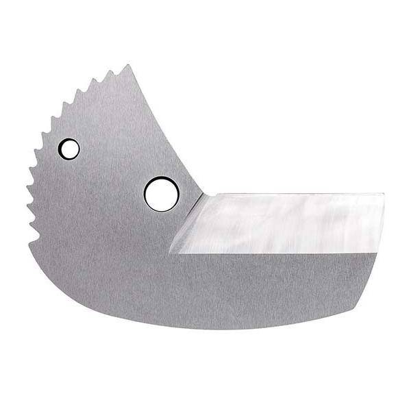 Metallsägeblatt mit gezahnter gekrümmter Kante und zwei Befestigungslöchern, dargestellt auf weißem Hintergrund.