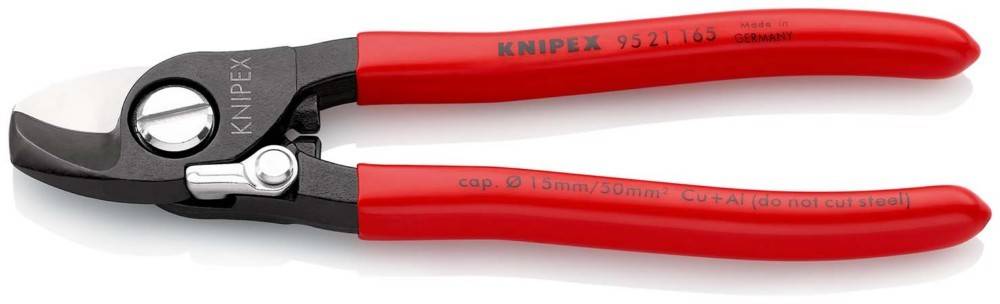 Rot-griff KNIPEX Zange mit gebogenen Backen zum Greifen und Schneiden, gezeigt auf weißem Hintergrund.