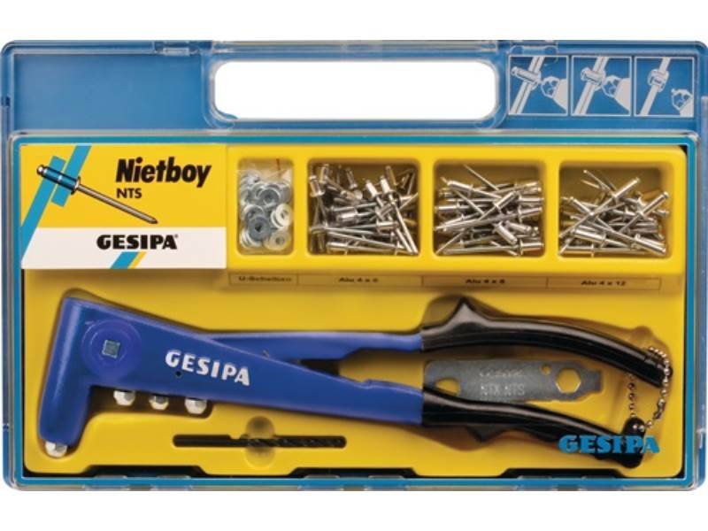 GESIPA 1435461 Blindnietsortiment Nietboy 135 teilig Zange NTS u.Blindniete D.4