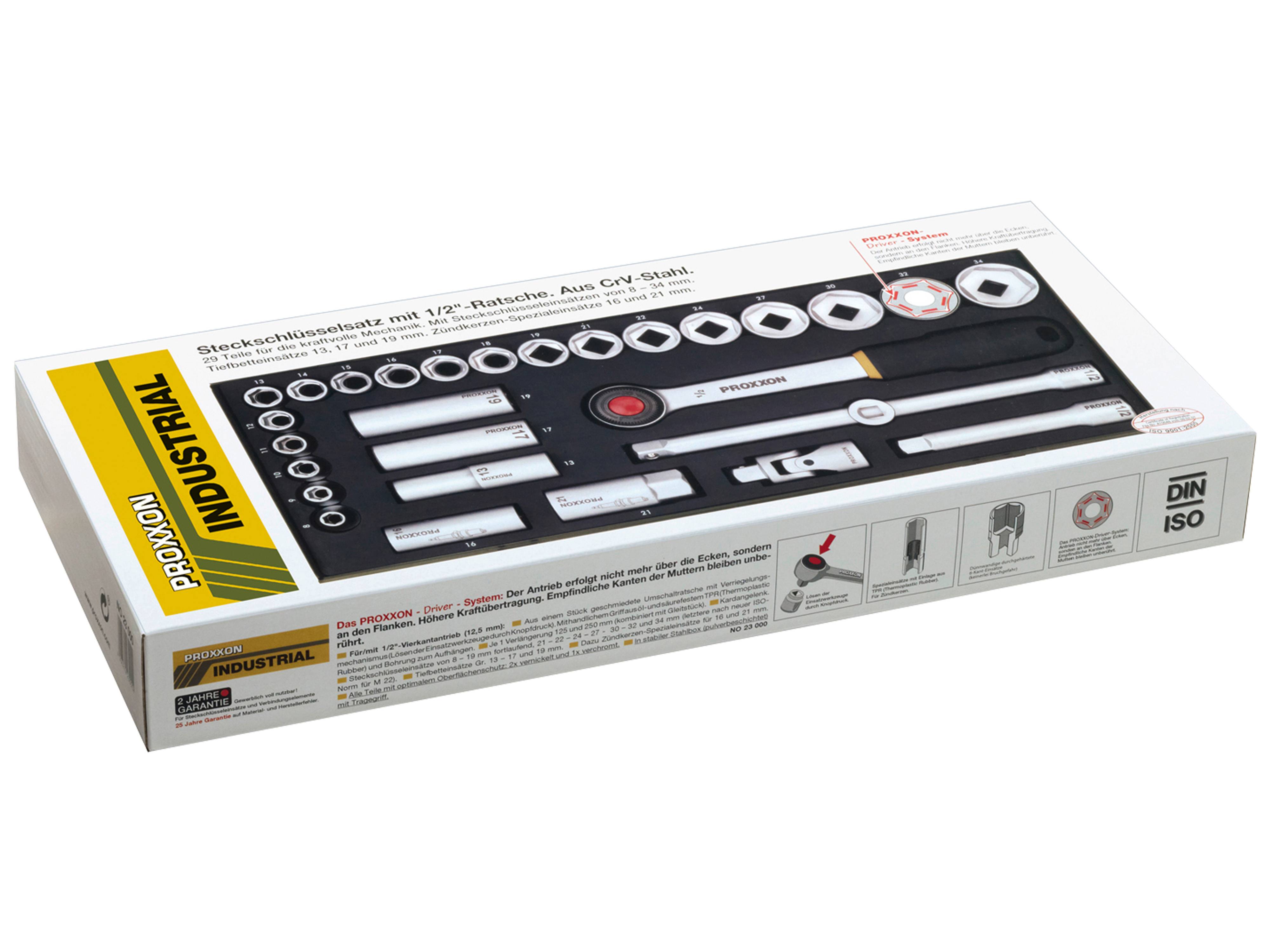 PROXXON Steckschlüsselsatz, 23000, 1/2", 29-teilig