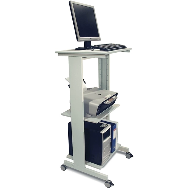 PC-Arbeitstisch H1180xB600xT500mm lichtgrau fahrbar PC-Arbeitstisch H1180xB600xT500mm lichtgrau fahrbar