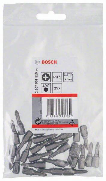 Schrauberbit Extra-Hart ISO1173 C6.3 PH 1 L.25mm 1/4Zoll-Außen-6kt 25er Pack