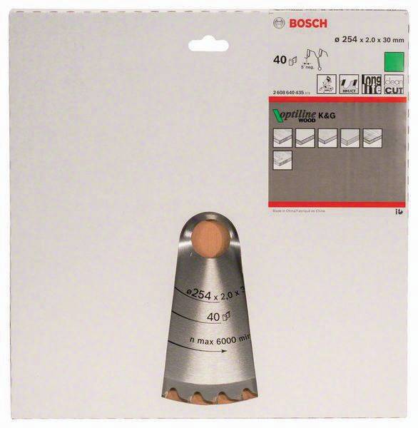 Kreissägeblatt Optiline Wood D.254mm Bohrung 30mm 40Zähne WZ/N BOSCH