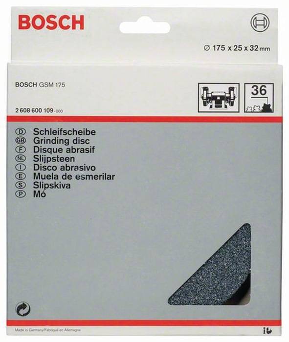 Schleifscheibe D.175mm Bohrung 32mm K36 Körnung 36 f.Doppelschleifmasch. BOSCH