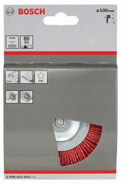 Scheibenbürste D.100mm Draht-St.0mm Bürsten-B.8mm Nylon m.Korund Drehzahl Bosch