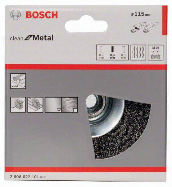 Kegelbürste Drahtstärke 0,35mm D.115mm Gew.M14 gewellter Draht Bosch