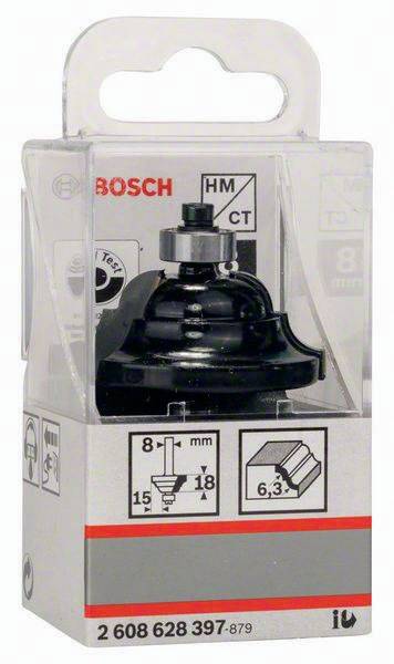 Profilfräser D Arbeits-L.18mm B.15mm L.60mm Schaft 8mm Radius 6,3mm Bosch