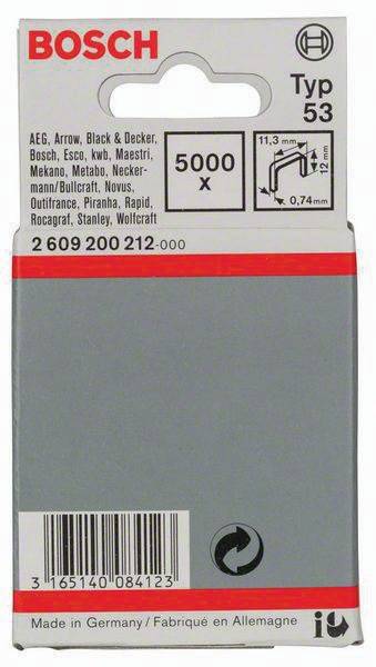 Feindrahtklammer Typ 53 BxL 11,4x12mm Dicke 0,74mm 5000er Pack BOSCH