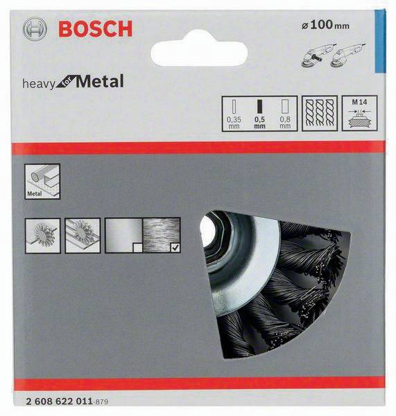 Kegelbürste Drahtstärke 0,5mm D.100mm Gew.M14 gezopfter Draht Drehzahl Bosch