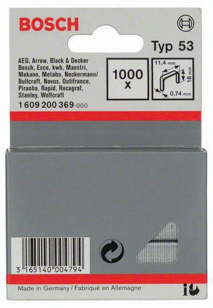 Feindrahtklammer Typ 53 BxL 11,4x18mm Dicke 0,74mm 1000er Pack BOSCH