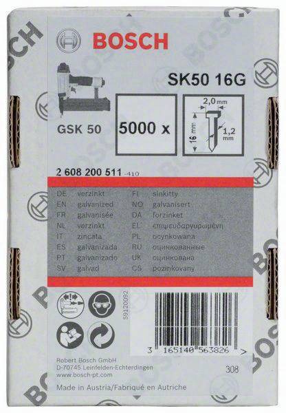Senkkopfstift SK50 16G 5000-tlg.LxBxD.16x2x1mm verzinkt Drahtmaß 1,2mm Bosch