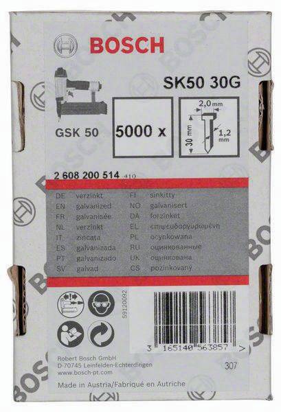 Senkkopfstift SK50 30G 5000-tlg.LxBxD.30x2x1mm verzinkt Drahtmaß 1,2mm Bosch