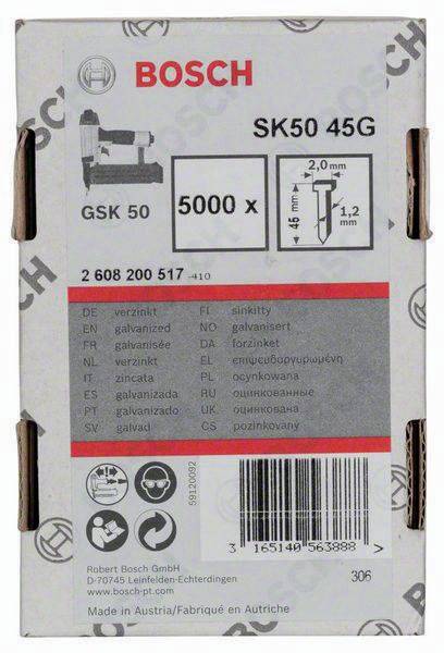 Senkkopfstift SK50 45G 5000-tlg.LxBxD.45x2x1mm verzinkt Drahtmaß 1,2mm Bosch