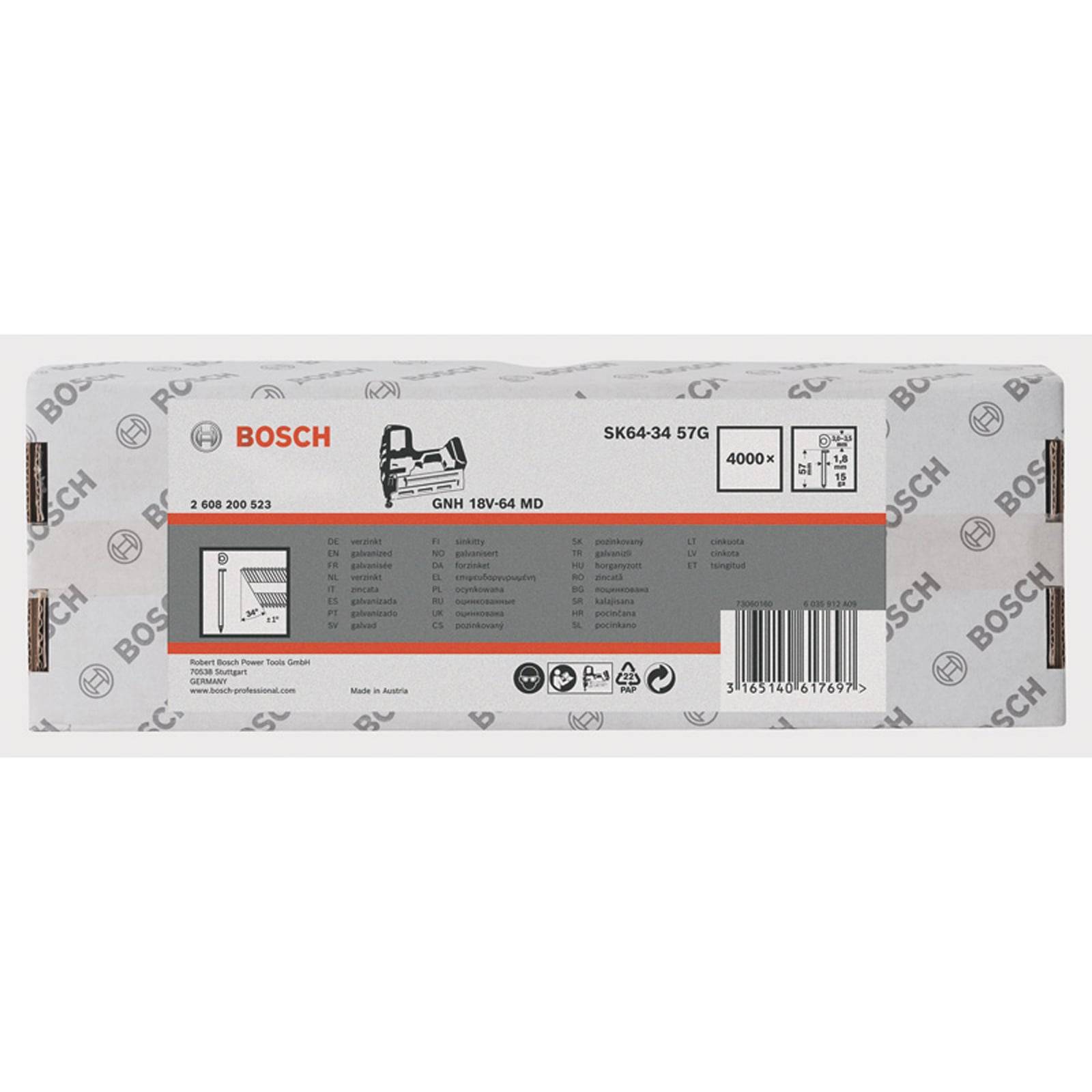 Bosch DA Senkkopf-Stift, SK64-34 57G, 1,8mm, 57mm, verzinkt, 4000er-Pack - 2608200523
