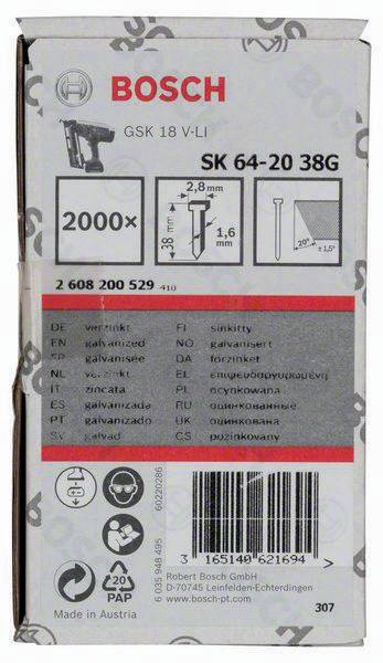 Senkkopfstift SK64-20 G 2000-tlg.LxBxD.38x2,8x1,35mm verzinkt Drahtmaß 1,6mm