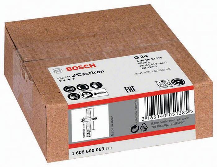 Schleifscheibe D.100mm Bohrung 20mm K24 Körnung 24 f.Geradschleifer BOSCH