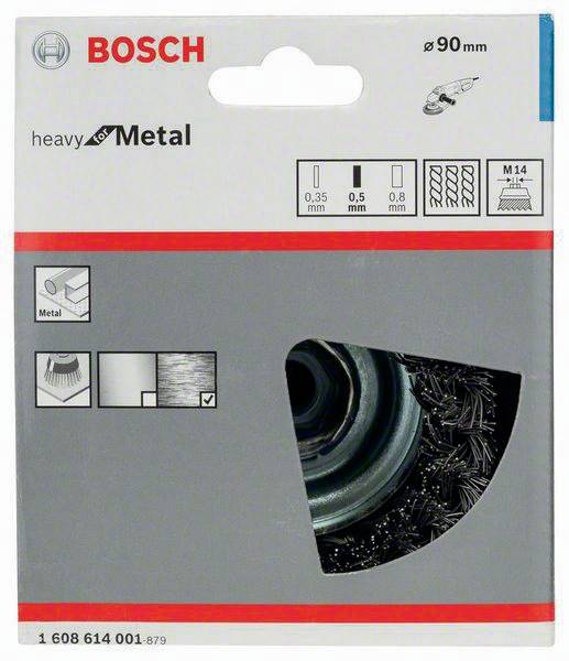 Topfbürste D.90mm Draht-St.0,5mm Stahl gezopfter Draht M14 max.Drehz.8500 1/min