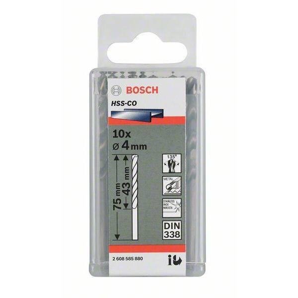 Bosch Metallbohrer HSS-Co, DIN 338, 4,3 x 47 x 80 mm, 10er-Pack