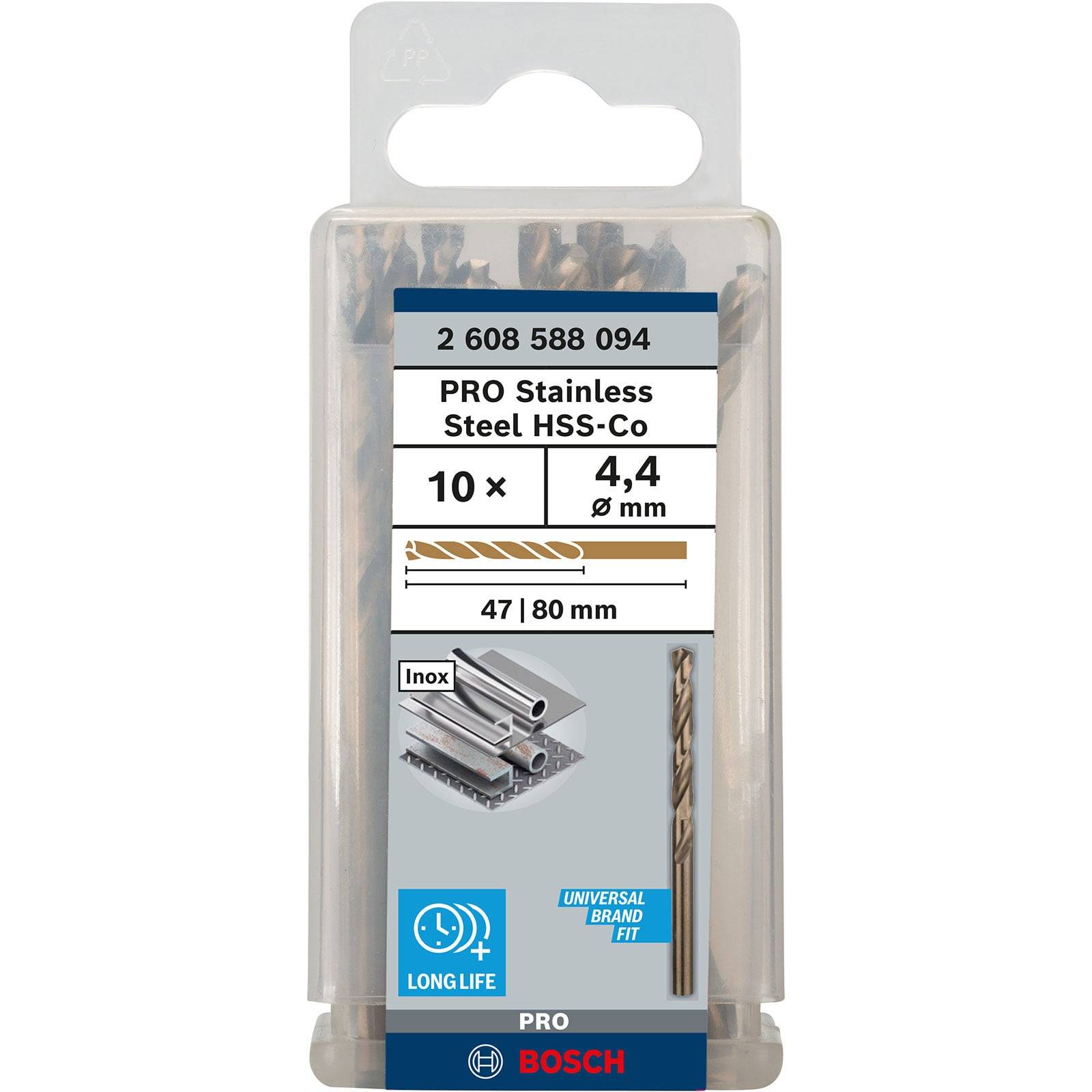 Bosch PRO Stainless Steel HSS-Co Spiralbohrer 4,4 x 47 x 80 mm - 2608588094