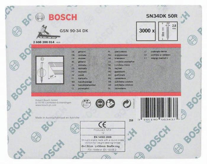 Streifennagel SN34DK 50R 3000-tlg.Schaft-D.2,8mm L.50mm D-Kopf blank gerillt