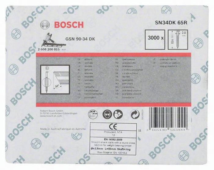 Streifennagel SN34DK 65R 3000-tlg.Schaft-D.2,8mm L.65mm D-Kopf blank gerillt