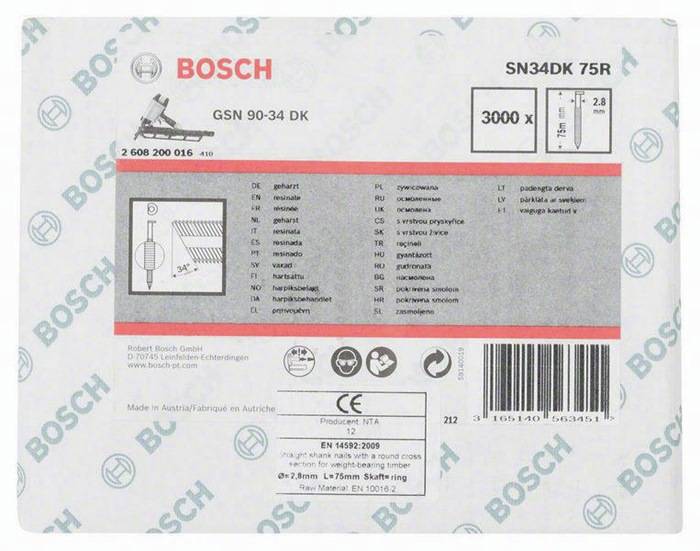 Streifennagel SN34DK 75R 3000-tlg.Schaft-D.2,8mm L.75mm D-Kopf blank gerillt
