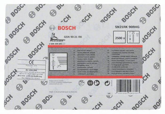 Rundkopfstreifennagel SN21RK 75RHG Kopf-D.7mm L.90mm Schaft-D.3,1mm Bosch