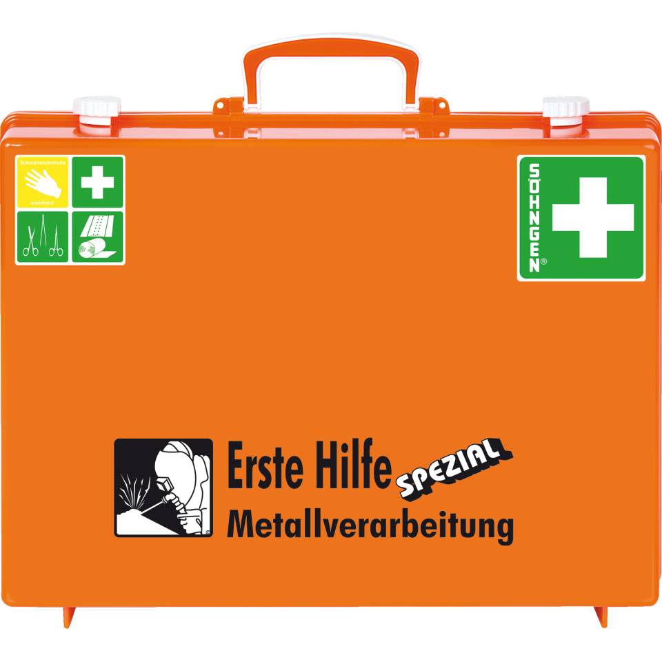 SÖHNGEN® Erste-Hilfe-Koffer Metallverarbeitung,ASR A4.3 (DIN 13157),orange