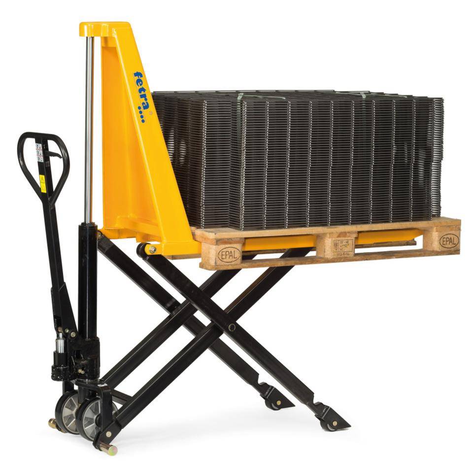 fetra Scheren-Gabelhubwagen, schwarz, Gesamtmaß 1540x5540mm, Tragkraft 1000kg, 110kg