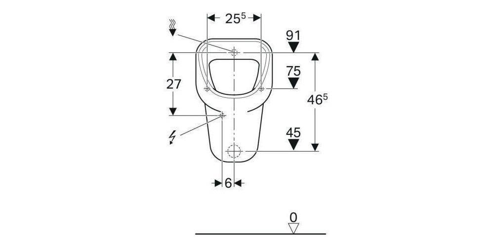Geberit Urinal ALLER Zul von hinten Abgang nach hinten weiß