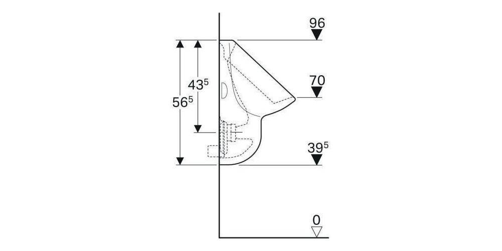 Geberit Urinal ALLER Zul von hinten Abgang nach hinten weiß