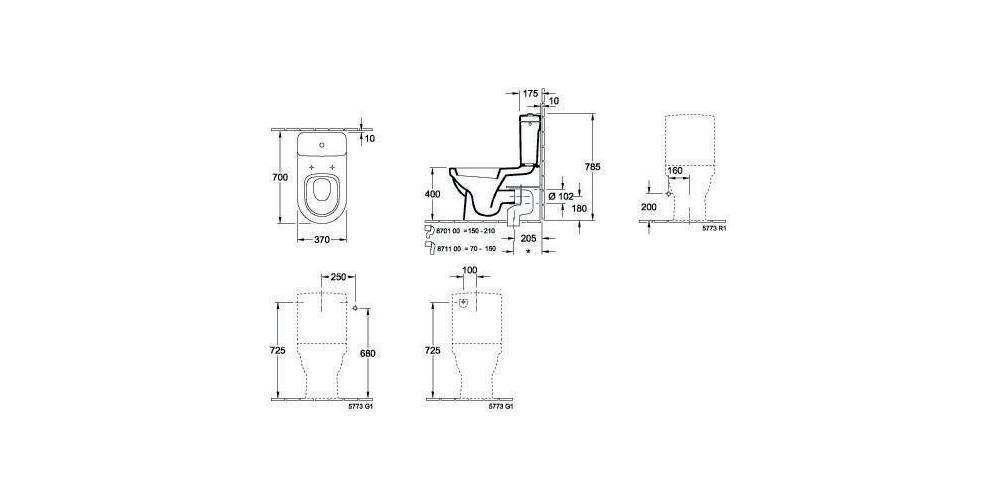 Villeroy & Boch V&B Vario-Abflussbogen für Abgang senkrecht, d= 100mm