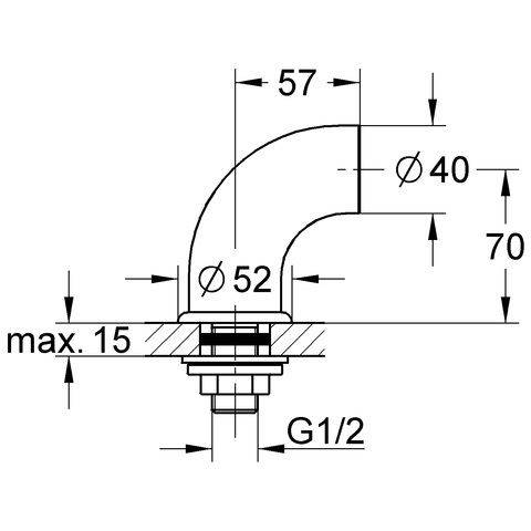 GROHE Standanschluss DN 15 Steckanschluss chrom/gold