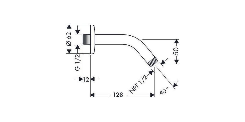 hansgrohe HG Brausearm DN 15 128mm, 45Grad, chrom