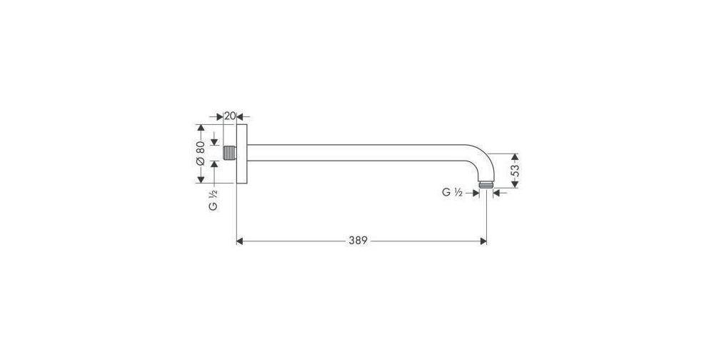 hansgrohe Brausearm DN 15 389mm, 90Grad, chrom 389 mm, 90Gr, chrom