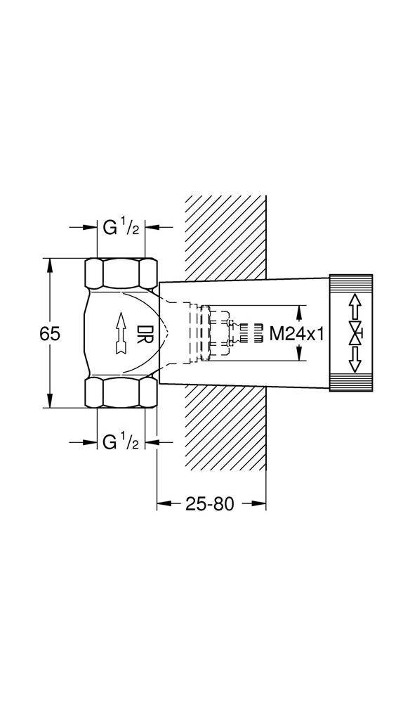 GROHE UP-Ventil-Unterteil vm Oberteil + Gewindeanschluss 1/2Zoll