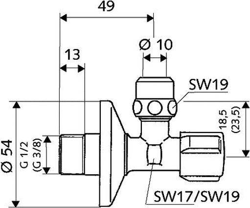 Schell Eckregulierventil Comfort 3/8" ohne ASAG, verchromt.