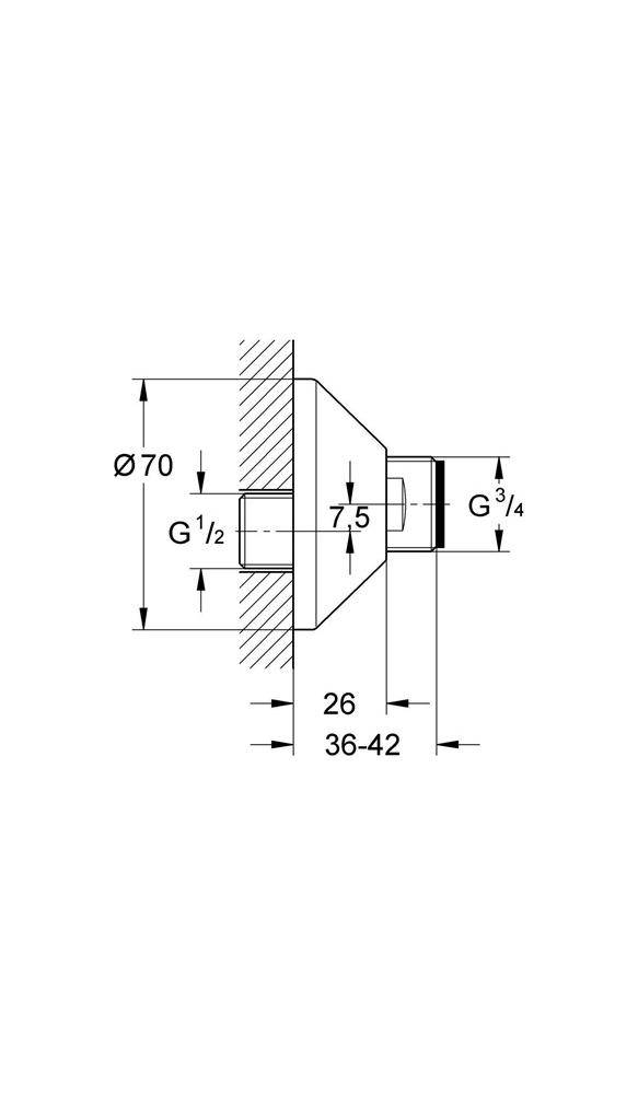 GROHE S-Anschluss 1/2Zollx3/4Zoll verstb 7,5mm chr Verstellbarkeit